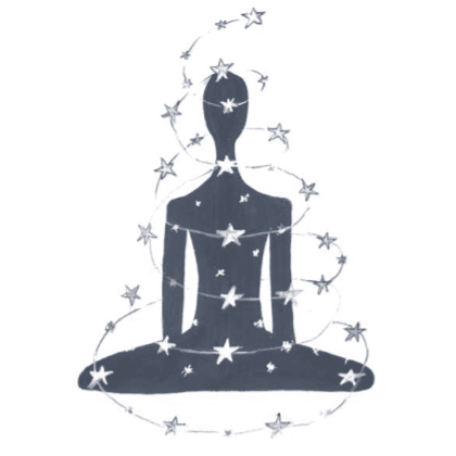 Meditative figure representing universal guidance